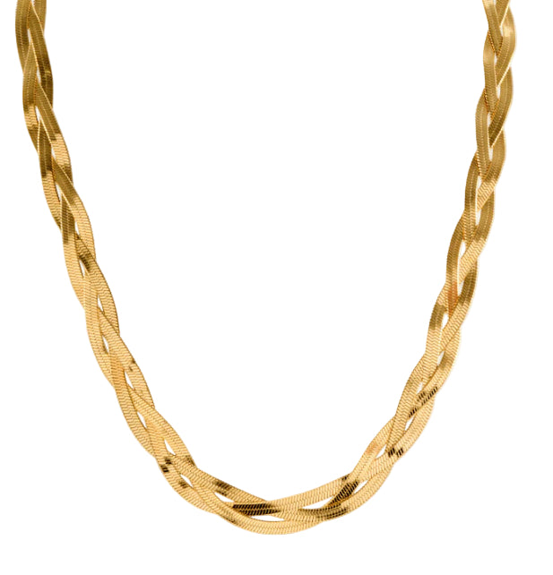 Gold Twisted Herringbone Necklace