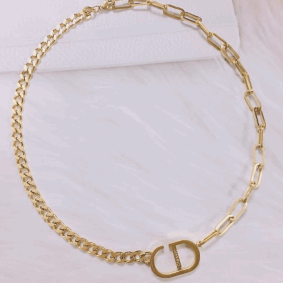 Gold Dual Chain CD Necklace - Kissed Jewellery