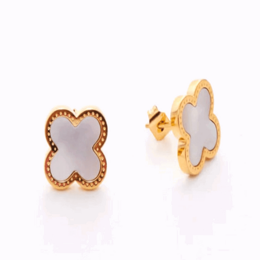 Dainty White Clover Stud Earring - Kissed Jewellery