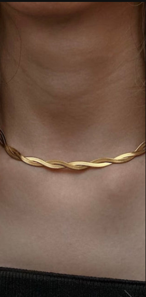 Gold Twisted Herringbone Necklace