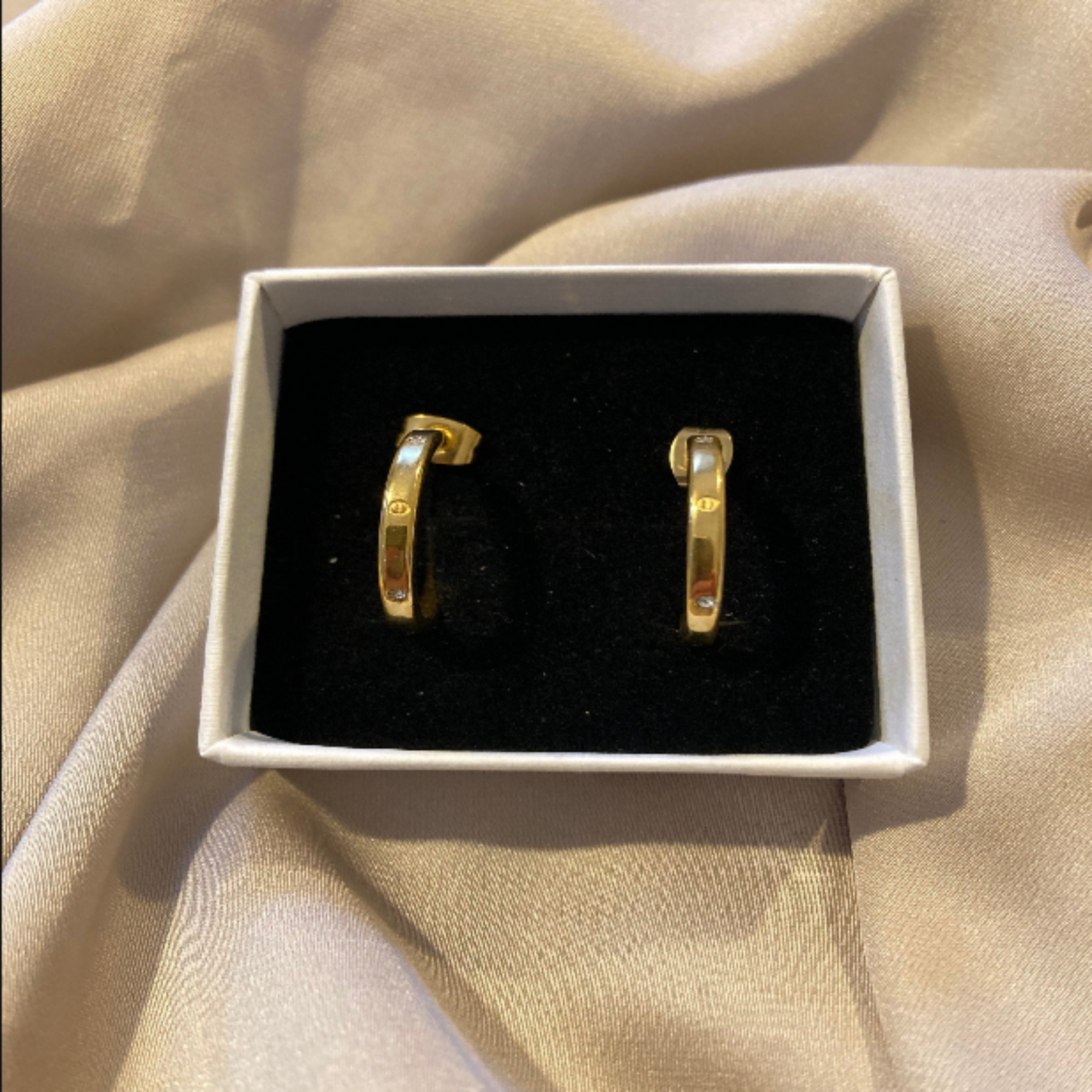 Gold Hoop Earrings with Dainty Zirconia