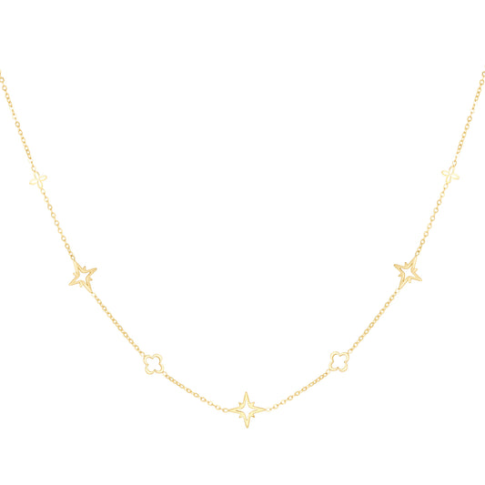 Gold Star & Clover Lisa Necklace - Kissed Jewellery