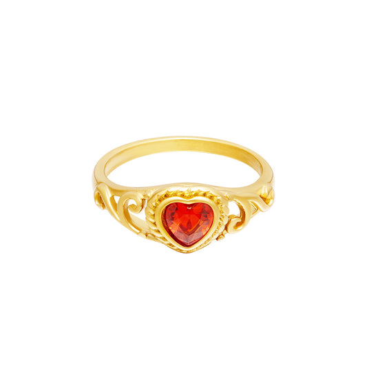 Gold Stone Sweet Heart Ring - Kissed Jewellery