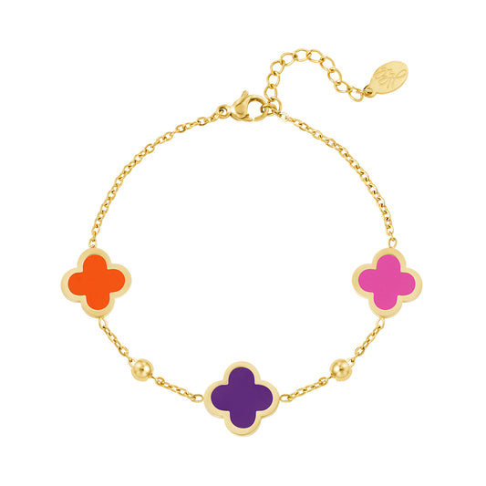 Summer Bright Three Colour Clover Bracelet - Kissed Jewellery