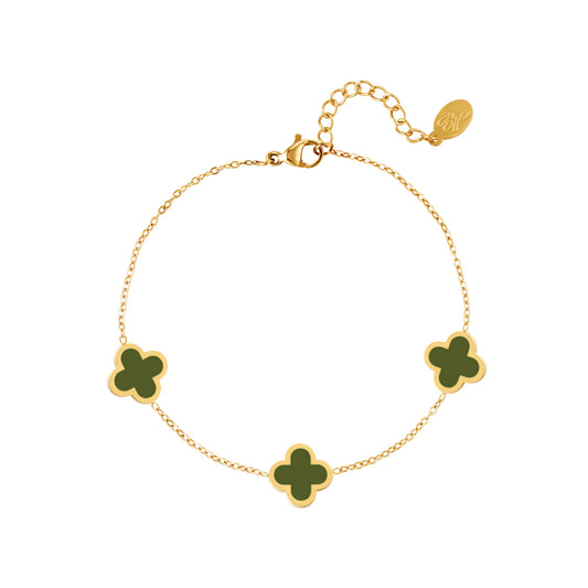Green Colour Clover Bracelet - Kissed Jewellery