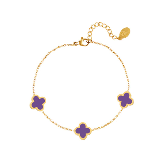 Purple Colour Clover Bracelet - Kissed Jewellery