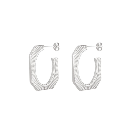 Silver Designed Hoop Earrings - Kissed Jewellery