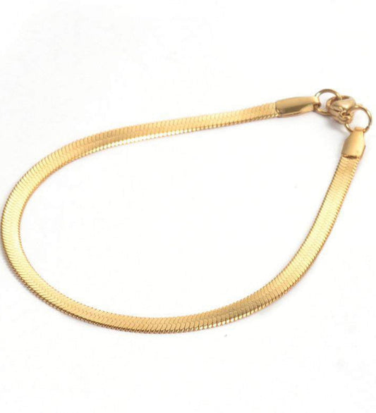 Gold Snake Bone Bracelet - Kissed Jewellery