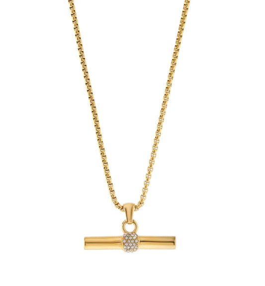 Gold Solid T Bar Necklace - Kissed Jewellery