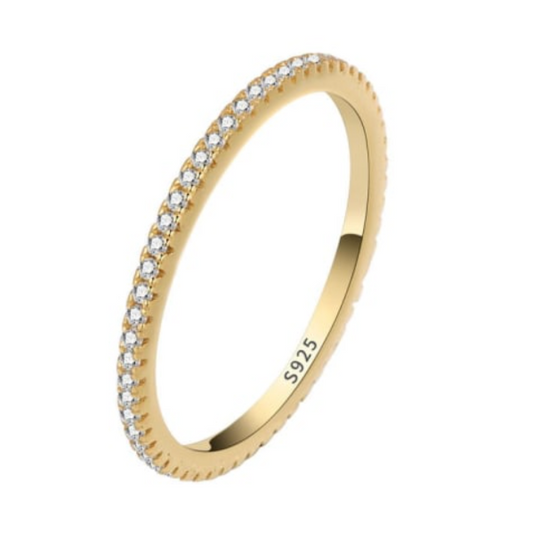Sterling Silver 925 Gold Simple Band Ring - Kissed Jewellery