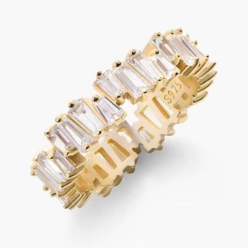 Sterling Silver 925 Iced Gold Chloe Ring - Kissed Jewellery